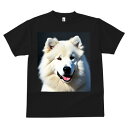 サモエド プリント Tシャツ 速乾 吸汗 半袖 犬柄 いぬ柄 スポーツ 釣り 多種類 いぬ 春夏 ラウンドネック トップス メンズ ユニセックス レディース オシャレ かっこいい カジュアル 可愛い アニマル 動物