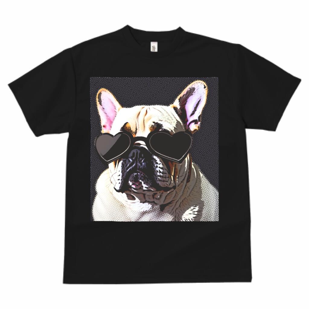 フレンチブルドッグ 小型犬 プリント Tシャツ 速乾 吸汗 半袖 犬柄 スポーツ 釣り 多種類 いぬ 春夏 サングラス コスプレ犬 ラウンドネック トップス メンズ ユニセックス レディース オシャレ かっこいい カジュアル 可愛い アニマル 動物