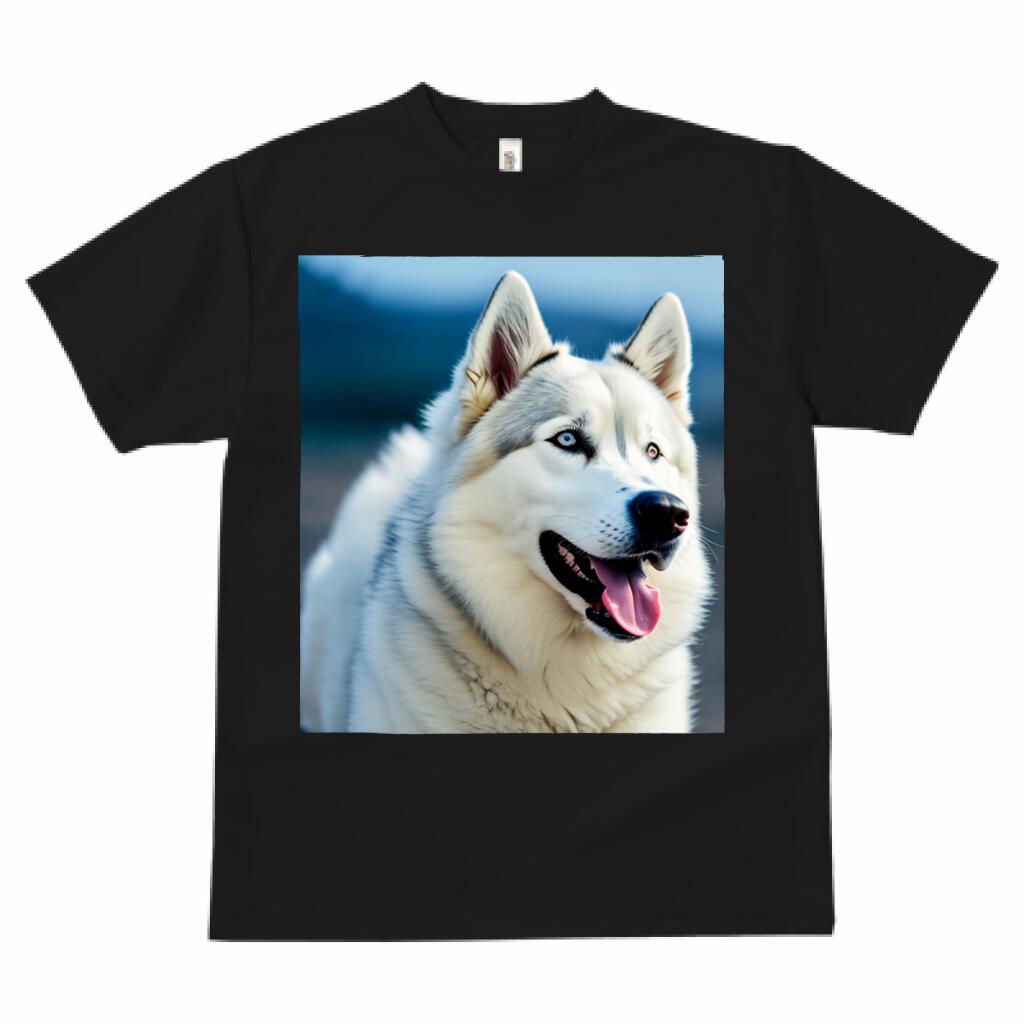 楽天フロントップ楽天市場店ハスキー 大型犬 犬ファン プリント Tシャツ 速乾 吸汗 半袖 犬柄 いぬ柄 スポーツ 春夏 ラウンドネック トップス メンズ ユニセックス レディース かっこいい カジュアル 可愛い アニマル 動物