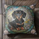 ホワイトテリア ダックスフンド Tシャツ 人間用 メンズ クッションカバー 犬柄 45×45cm アニマル柄 おしゃれ 可愛い クッション本体付き 正方形