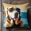 ゴールデン・レトリバー Tシャツ 人間用 メンズ クッションカバー 犬柄 45×45cm アニマル柄 おしゃれ 可愛い クッション本体付き 正方形