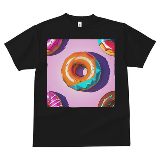 楽天フロントップ楽天市場店ドーナツ お菓子 ピンク デザート スイーツ Tシャツ スイーツ柄 メンズ キッズ 半袖 春夏 プリント スポーツ ダンス カジュアル かわいい ゲーム風 ポリゴン風