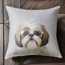 サングラス シーズー かわいい ペット Tシャツ メンズ クッションカバー 犬柄 45×45cm アニマル柄 おしゃれ 可愛い クッション本体付き 正方形