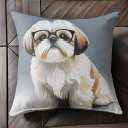 メガネ シーズー 犬 イラスト Tシャツ メンズ クッションカバー 犬柄 45×45cm アニマル柄 おしゃれ 可愛い クッション本体付き 正方形