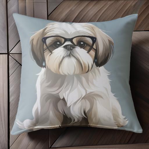 眼鏡 シーズー 可愛い 座っている姿 フワフワ ペット クッションカバー 犬柄 45×45cm アニマル柄 おしゃれ クッション本体付き 正方形 眼鏡 シーズー 可愛い 座っている姿 フワフワ ペット クッションカバー 犬柄 45×45cm アニマル柄 おしゃれ クッション本体付き 正方形