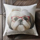 メガネ シーズー ゴーグル Tシャツ メンズ キッズ クッションカバー 犬柄 45×45cm アニマル柄 おしゃれ 可愛い クッション本体付き 正方形