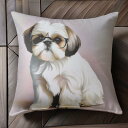 サングラス シーズー 犬 白い毛 Tシャツ メンズ クッションカバー 犬柄 45×45cm アニマル柄 おしゃれ 可愛い クッション本体付き 正方形