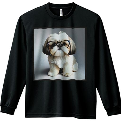 眼鏡 シーズー かわいい おしゃれ 癒し Tシャツ 長袖Tシャツ 人間用 メンズ 秋春夏 プリント レジャー アウトドア カジュアル