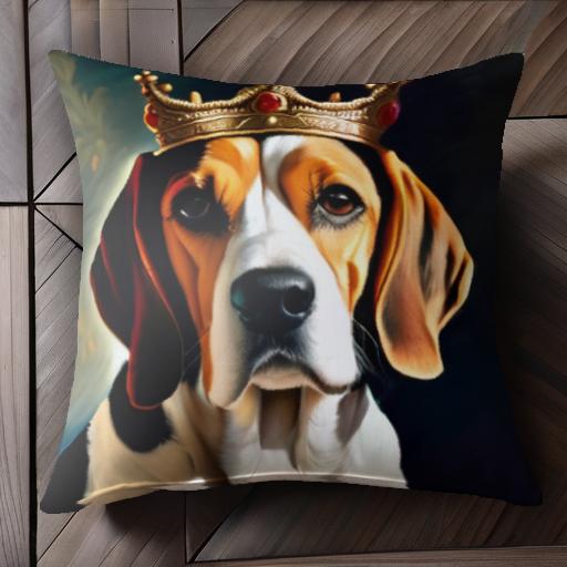 王冠 ビーグル 貴族 犬 高貴 クラシック クッションカバー 犬柄 45×45cm アニマル柄 おしゃれ 可愛い クッション本体付き 正方形