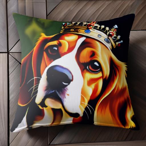 王冠 ビーグル 面白い 犬のポートレート 優雅 かわいい クッションカバー 犬柄 45×45cm アニマル柄 お..