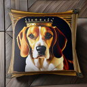 王冠 ビーグル 額縁 Tシャツ メンズ キッズ クッションカバー 犬柄 45×45cm アニマル柄 おしゃれ 可愛い クッション本体付き 正方形