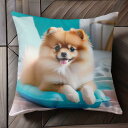 ベッド ポメラニアン クッション 可愛い Tシャツ メンズ クッションカバー 犬柄 45×45cm アニマル柄 おしゃれ クッション本体付き 正方形