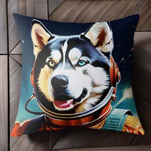 宇宙飛行士 シベリアンハスキー 宇宙 ギャラクシー SF スペース クッションカバー 犬柄 45×45cm アニマル柄 おしゃれ 可愛い クッション本体付き 正方形