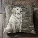 アーチ ゴールデンレトリバー 花 庭園 Tシャツ メンズ クッションカバー 犬柄 45×45cm アニマル柄 おしゃれ 可愛い クッション本体付き 正方形