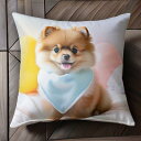 バルーン ポメラニアン ベッド バンダナ Tシャツ メンズ クッションカバー 犬柄 45×45cm アニマル柄 おしゃれ 可愛い クッション本体付き 正方形