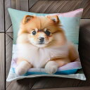 ベッド ポメラニアン クッション Tシャツ メンズ キッズ クッションカバー 犬柄 45×45cm アニマル柄 おしゃれ 可愛い クッション本体付き 正方形