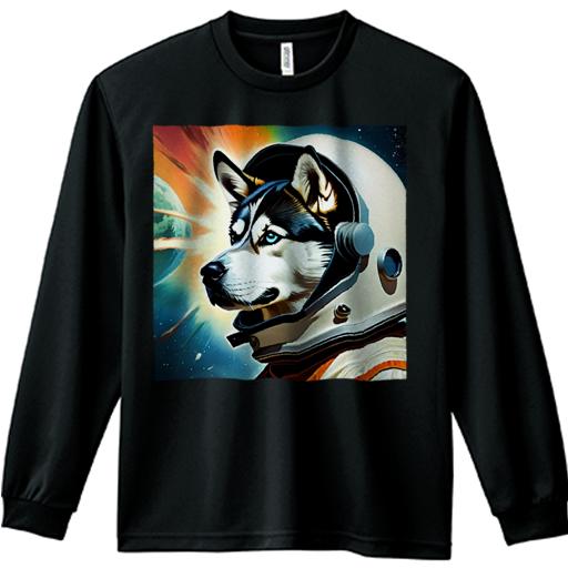 宇宙服 シベリアンハスキー 宇宙 地球 惑星 爆発 長袖Tシャツ 人間用 メンズ 秋春夏 プリント レジャー アウトドア カジュアル かわいい