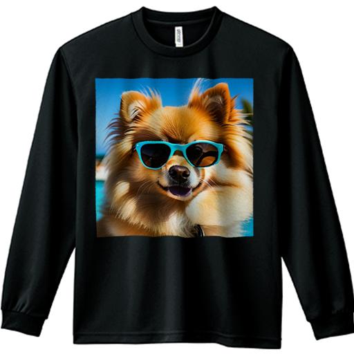 サングラス ポメラニアン 夏 笑顔 プール Tシャツ 長袖Tシャツ 人間用 メンズ 秋春夏 プリント レジャー アウトドア カジュアル かわいい