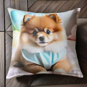 風船 ポメラニアン ベッド Tシャツ メンズ キッズ クッションカバー 犬柄 45×45cm アニマル柄 おしゃれ 可愛い クッション本体付き 正方形