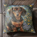 花 ダックスフント ステンドグラス Tシャツ メンズ キッズ クッションカバー 犬柄 45×45cm アニマル柄 おしゃれ 可愛い クッション本体付き 正方形