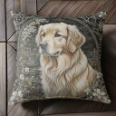 花 ゴールデンレトリバー ガーデン ビクトリアン風 Tシャツ メンズ クッションカバー 犬柄 45×45cm アニマル柄 おしゃれ 可愛い クッション本体付き ...