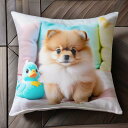ぬいぐるみ ポメラニアン ベッド クッション Tシャツ メンズ クッションカバー 犬柄 45×45cm アニマル柄 おしゃれ 可愛い クッション本体付き 正方形