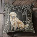 庭 ゴールデンレトリバー アーチ 花 Tシャツ メンズ クッションカバー 犬柄 45×45cm アニマル柄 おしゃれ 可愛い クッション本体付き 正方形