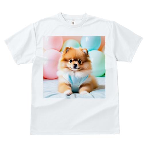 風船 ポメラニアン 可愛い ファンシー 明るい ふわふわ Tシャツ メンズ キッズ 犬ファン 半袖 春夏 プリント カジュアル かわいい 人間用