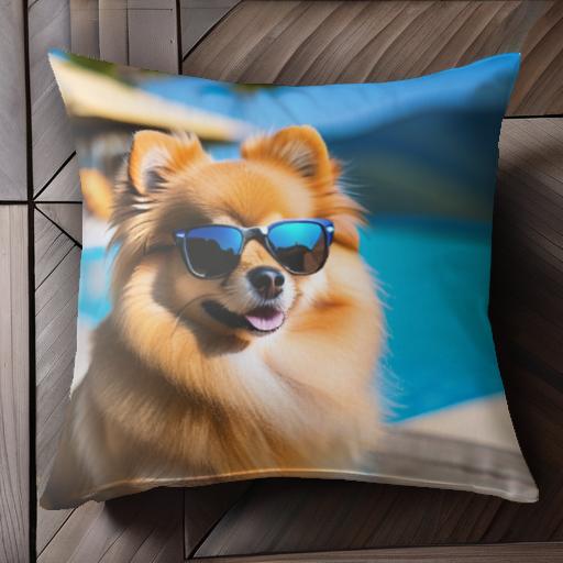 サングラス ポメラニアン プール 夏 リゾート バケーション クッションカバー 犬柄 45×45cm アニマル柄 おしゃれ 可愛い クッション本体付き 正方形 サングラス ポメラニアン プール 夏 リゾート バケーション クッションカバー 犬柄 45×45cm アニマル柄 おしゃれ 可愛い クッション本体付き 正方形