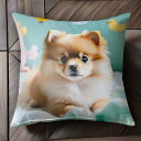 アヒル ポメラニアン おもちゃ ベッド Tシャツ メンズ クッションカバー 犬柄 45×45cm アニマル柄 おしゃれ 可愛い クッション本体付き 正方形