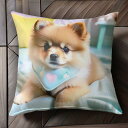 クッション ポメラニアン ぬいぐるみ Tシャツ メンズ キッズ クッションカバー 犬柄 45×45cm アニマル柄 おしゃれ 可愛い クッション本体付き 正方形