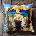 サングラス ゴールデンレトリバー 海 青空 Tシャツ メンズ クッションカバー 犬柄 45×45cm アニマル柄 おしゃれ 可愛い クッション本体付き 正方形