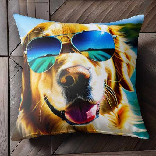 サングラス ゴールデンレトリバー 海 ビーチ 青空 太陽 クッションカバー 犬柄 45×45cm アニマル柄 おしゃれ 可愛い クッション本体付き 正方形 サングラス ゴールデンレトリバー 海 ビーチ 青空 太陽 クッションカバー 犬柄 45×45cm アニマル柄 おしゃれ 可愛い クッション本体付き 正方形