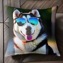 サングラス シベリアンハスキー 笑顔 トングタイム Tシャツ メンズ クッションカバー 犬柄 45×45cm アニマル柄 おしゃれ 可愛い クッション本体付き ...