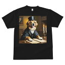 シルクハット ゴールデンレトリバー キャンドル 本 肖像画 テーブル Tシャツ メンズ キッズ 犬ファン 半袖 春夏 プリント カジュアル かわいい 人間用