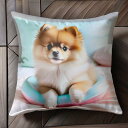 枕 ポメラニアン ベッド Tシャツ メンズ キッズ クッションカバー 犬柄 45×45cm アニマル柄 おしゃれ 可愛い クッション本体付き 正方形
