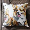 文字 ウェルシュコーギーペンブローク 笑顔 イラスト Tシャツ メンズ クッションカバー 犬柄 45×45cm アニマル柄 おしゃれ 可愛い クッション本体付き...