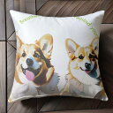 笑顔 コーギー 太陽 元気 Tシャツ メンズ クッションカバー 犬柄 45×45cm アニマル柄 おしゃれ 可愛い クッション本体付き 正方形