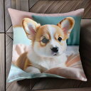 ベッド ウェルシュコーギーペンブローク ピンク色 クッション Tシャツ メンズ クッションカバー 犬柄 45×45cm アニマル柄 おしゃれ 可愛い クッション...