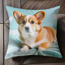ハート コーギー クッション 青い背景 Tシャツ メンズ クッションカバー 犬柄 45×45cm アニマル柄 おしゃれ 可愛い クッション本体付き 正方形