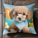アヒルのおもちゃ トイプードル ハート 枕 Tシャツ メンズ クッションカバー 犬柄 45×45cm アニマル柄 おしゃれ 可愛い クッション本体付き 正方形