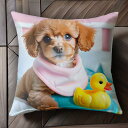 おもちゃのアヒル トイプードル ピンクのバンダナ ベビー用ベッド Tシャツ メンズ クッションカバー 犬柄 45×45cm アニマル柄 おしゃれ 可愛い クッシ...