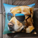 サングラス ゴールデンレトリバー 海 青空 Tシャツ メンズ クッションカバー 犬柄 45×45cm アニマル柄 おしゃれ 可愛い クッション本体付き 正方形