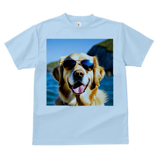 サングラス ゴールデンレトリバー 海 山 Tシャツ メンズ キッズ 犬ファン 半袖 春夏 プリント カジュアル かわいい 人間用