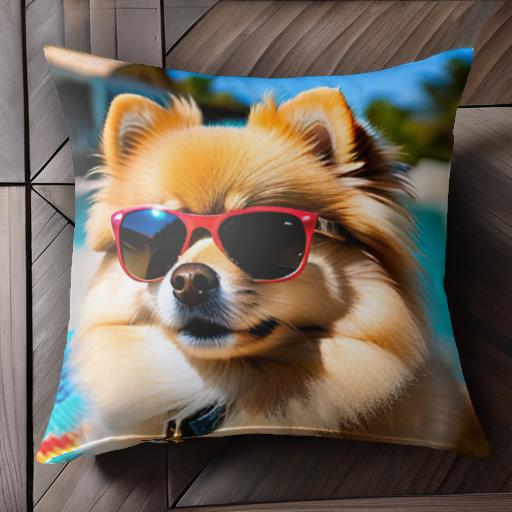 サングラス ポメラニアン プール ビーチタオル 屋外 楽しい クッションカバー 犬柄 45×45cm アニマル柄..