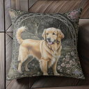 花 ゴールデンレトリバー 森 アーチ Tシャツ メンズ クッションカバー 犬柄 45×45cm アニマル柄 おしゃれ 可愛い クッション本体付き 正方形