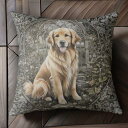 アーチ ゴールデンレトリバー 花 庭 Tシャツ メンズ クッションカバー 犬柄 45×45cm アニマル柄 おしゃれ 可愛い クッション本体付き 正方形