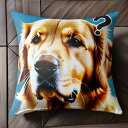 クエスチョンマーク ゴールデンレトリバー 青い背景 Tシャツ メンズ キッズ クッションカバー 犬柄 45×45cm アニマル柄 おしゃれ 可愛い クッション本...