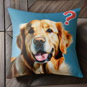 質問マーク ゴールデンレトリバー 青い背景 Tシャツ メンズ キッズ クッションカバー 犬柄 45×45cm アニマル柄 おしゃれ 可愛い クッション本体付き ...