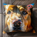 質問マーク ゴールデンレトリバー 犬の顔 青い背景 Tシャツ メンズ クッションカバー 犬柄 45×45cm アニマル柄 おしゃれ 可愛い クッション本体付き ...